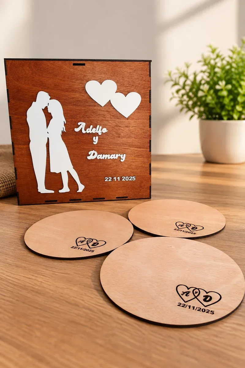 Caja con posavasos para boda