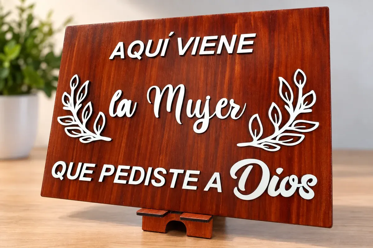 Letrero de madera grabado